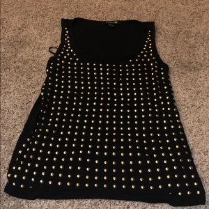 Black tank top with gold beads on the front